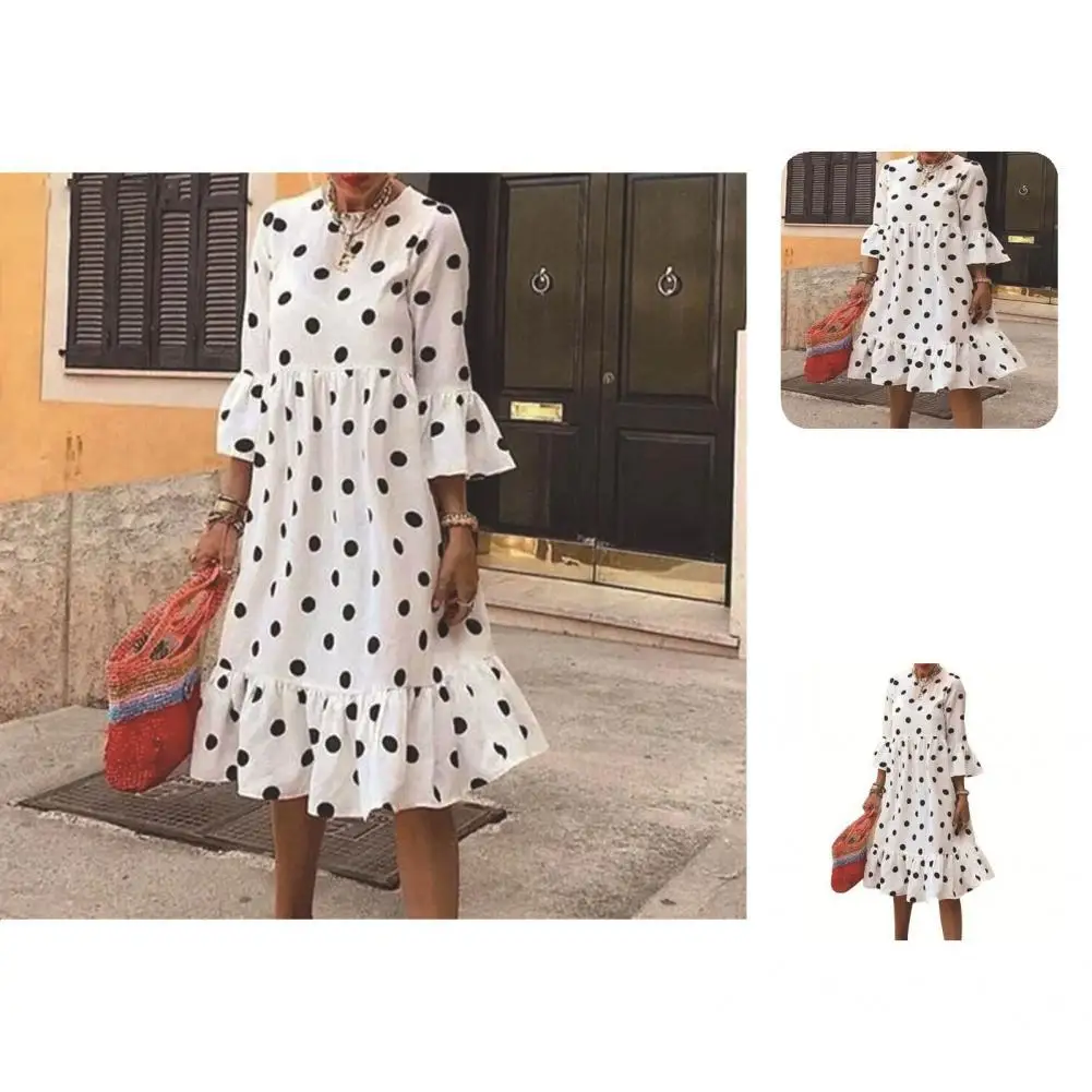 

Charming Ruffle Hem Elegant Autumn Dress Casual Dress Skin-Touch Simple