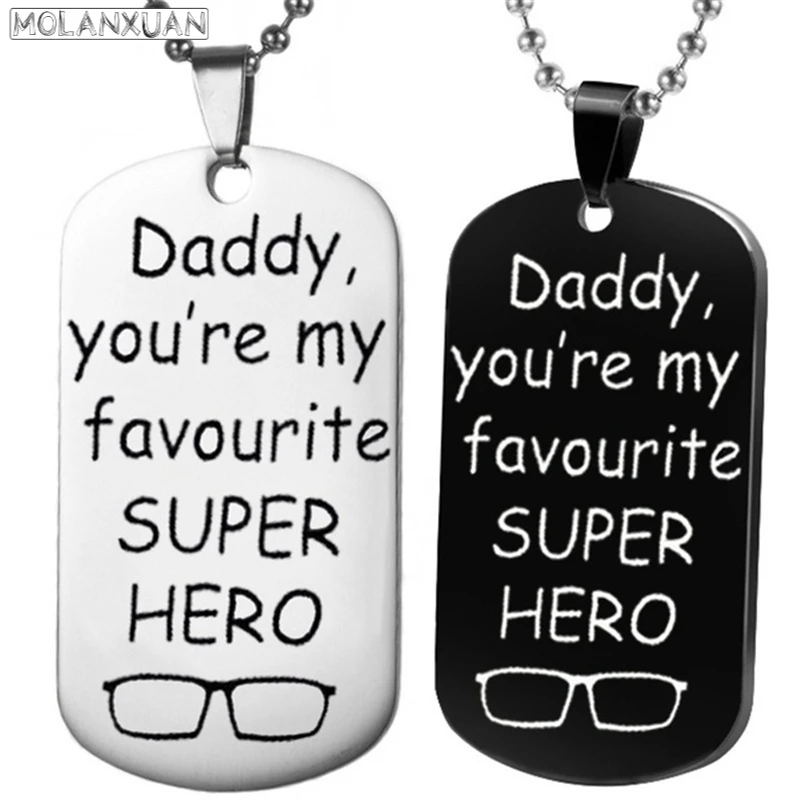 Надпись папа ты мой любимый супер герой военное ожерелье с кулоном из