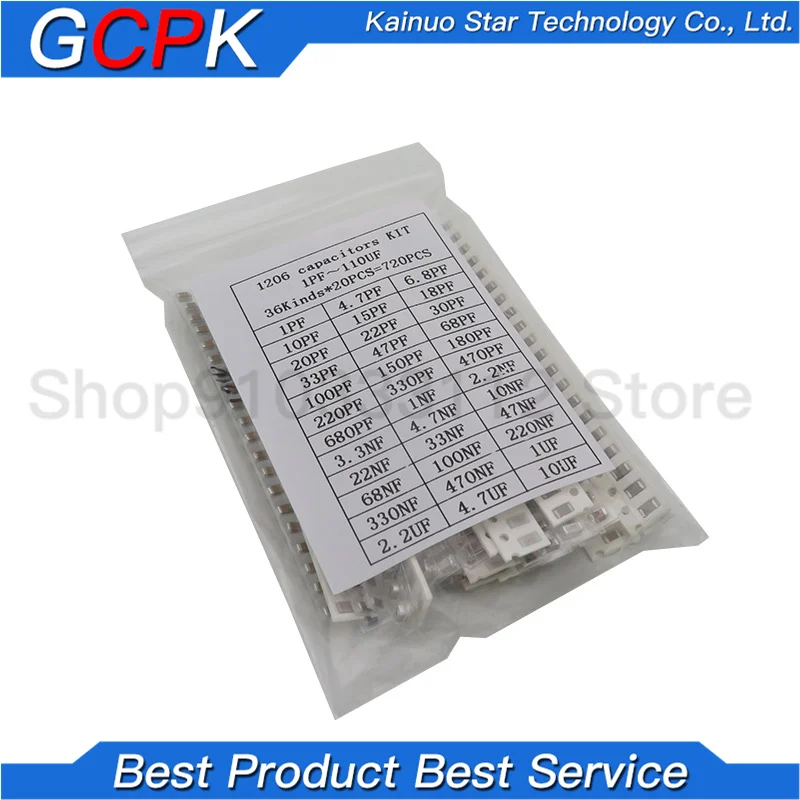 1206 SMD конденсатор в ассортименте 36 значений * 20 шт. = 7 1 пФ ~ 10 мкФ набор образцов