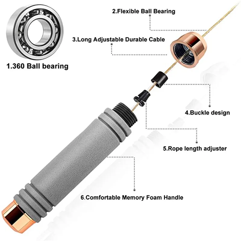 Скакалка для тренировок и фитнеса удобная пенопластовая ручка скакалки с