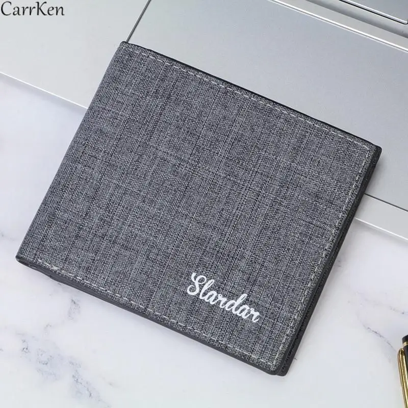 

Short Men's Wallet Bifold Large Capacity Canvas Coin Purses Brand Credit Card Holder Masculina Portemonnees Male Money Bag 2021