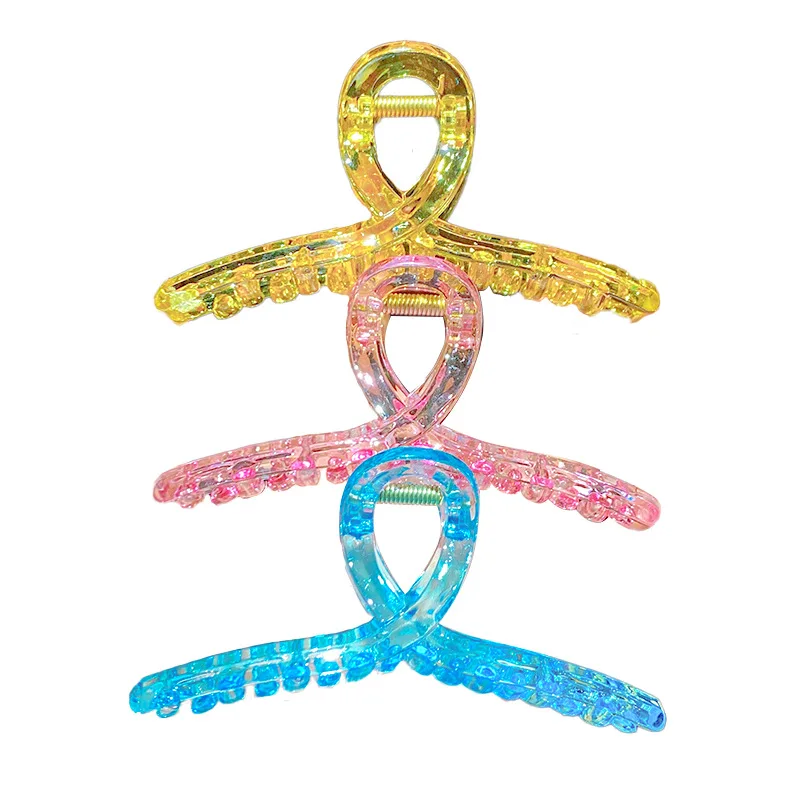 

2021 Korean Colorful Hair Claws Clear Plastic Hair Clips Hairpins Barrette Headwear for Women Girls Hair Accessories Gifts