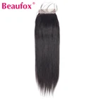 Beaufox бразильские прямые волосы на застежке человеческие волосы на шнурке 4x4 свободная часть 130% плотность Remy волосы могут быть отбелены