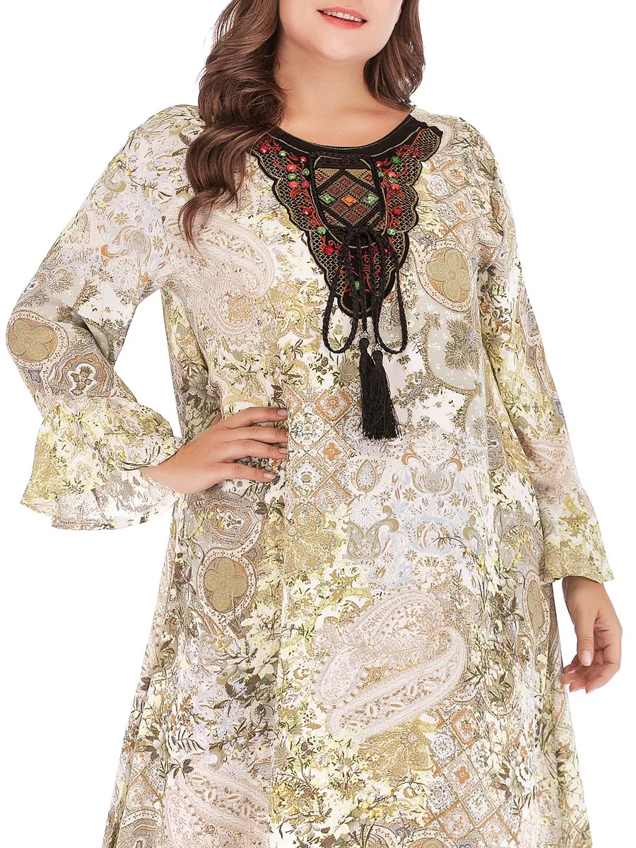 

Muslim Abaya Dress Women Embroidery Djellaba Hijab Vestidos Turkey Moroccan Kaftan Dubai Ramadan Robe Islamic Clothing Plus Size