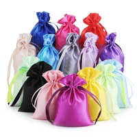 50 silk stain drawstring bag with ribbon for jewelry hair travel watch shoes diamond bead ring makeup gift packaging pouch