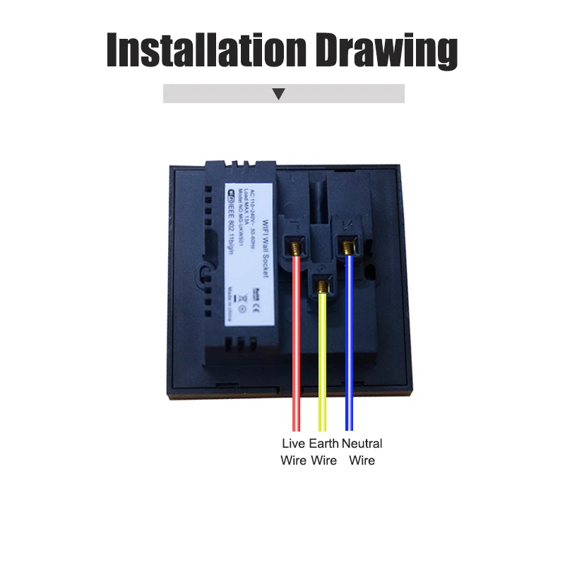 Великобритания WIFI Сенсорная панель Одиночная настенная розетка 13A британская