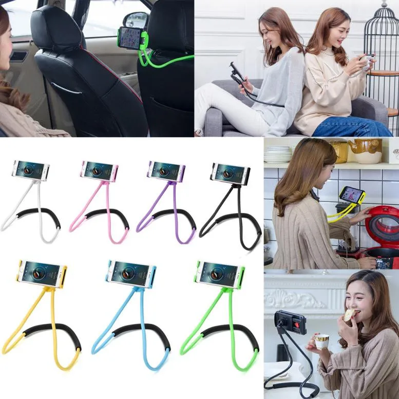 Universal Lazy Hanging Neck Phone Stand Mount Necklace Support Bracket Holder Bendable Bracket Holder For Phone Porte Telephone