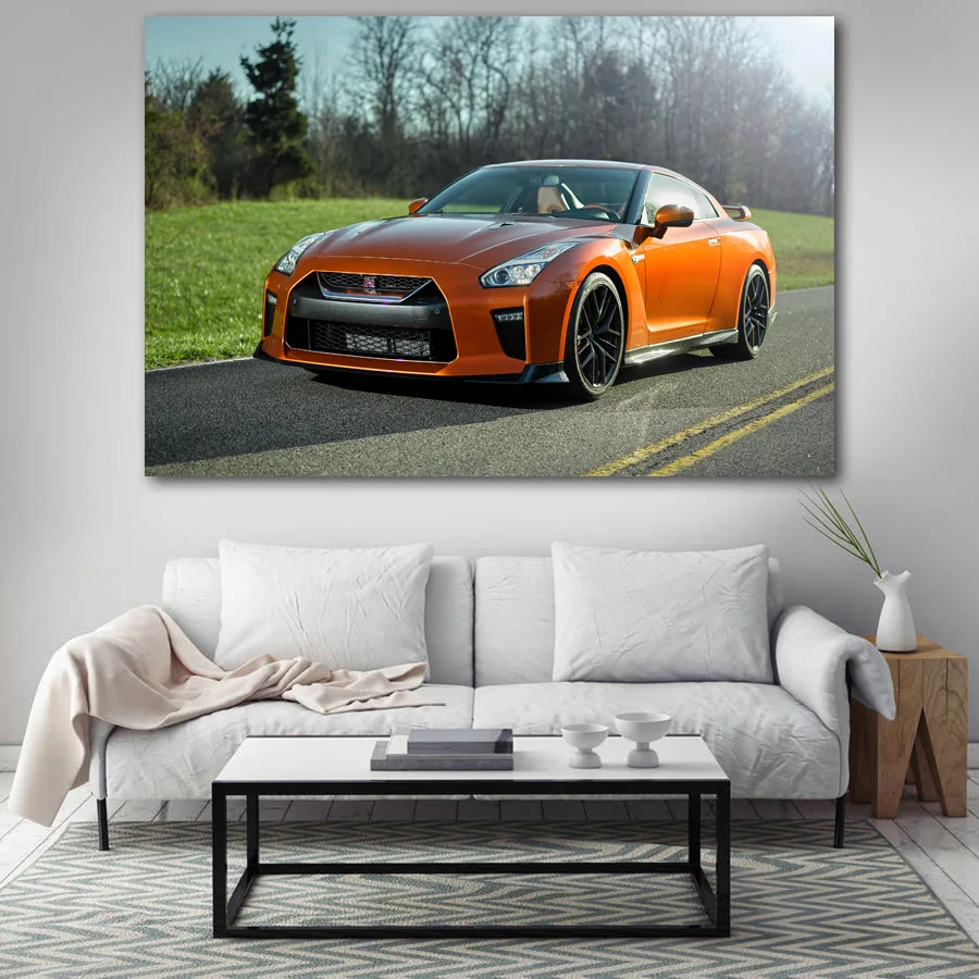 Плакаты и принты Nissan GTR R35 оранжевый автомобиль спортивный суперкар обои на
