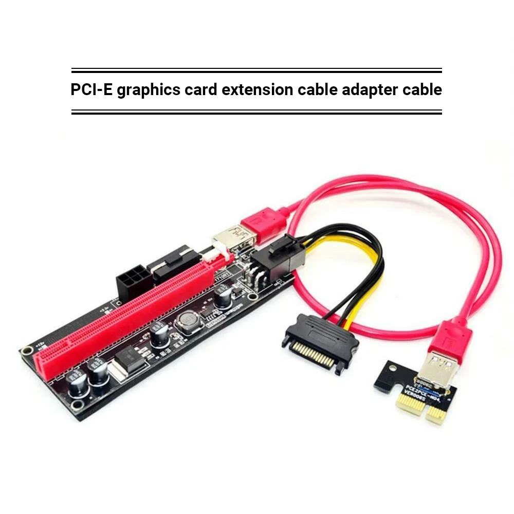 

VER009S PCI-E Riser Card Dual 6Pin Adapter Card PCIe 1X to 16X Extender Card USB 3.0 Data Cable for BTC Mining Miner