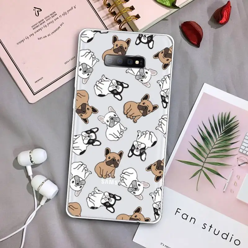

cute Pug French Bulldog Phone Case Transparent For Samsung Galaxy S A 5 7 8 9 2015 20 edge plus 10 e lite 2019