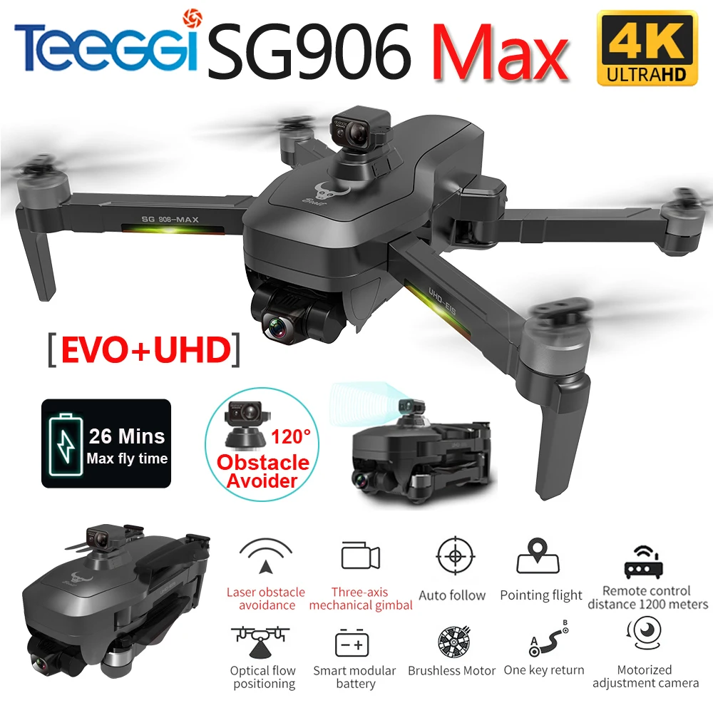 Квадрокоптер ZLL SG906 PRO 2 MAX профессиональный бесщеточный GPS камера 4 к HD 3-осевой Wi-Fi