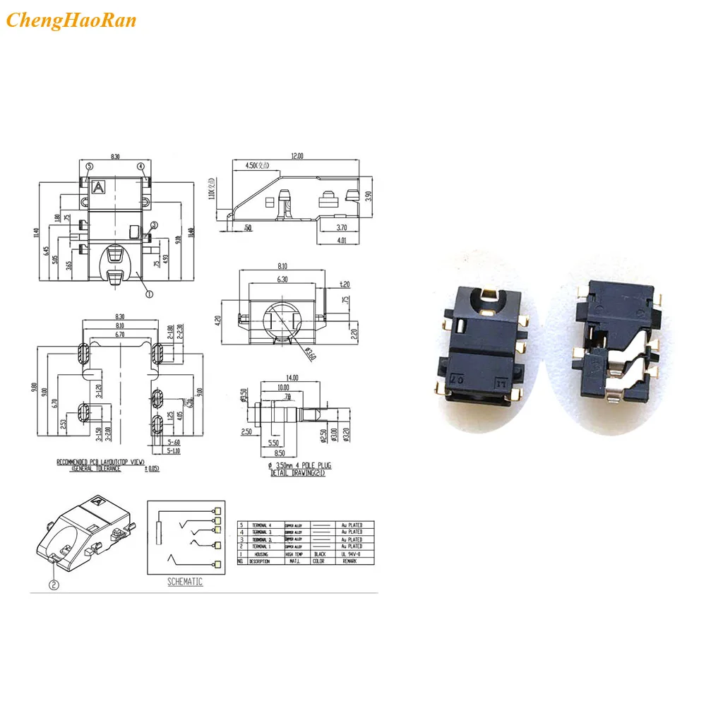 2шт 5Pin аудио разъем для наушников 3 5 мм гарнитуры Разъем Наклонный рот раковина
