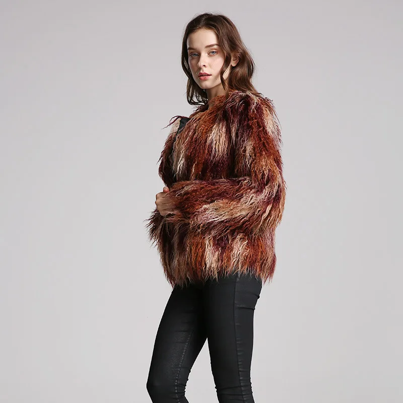 Large Women's Fur Imitation Fur Coat Color Beach Wool Women's Short Coat