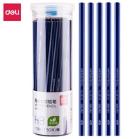 deli 50pcs hb advanced writing drawing wood material pencil blue with pencil sharpener stationery school supplies gift 58112