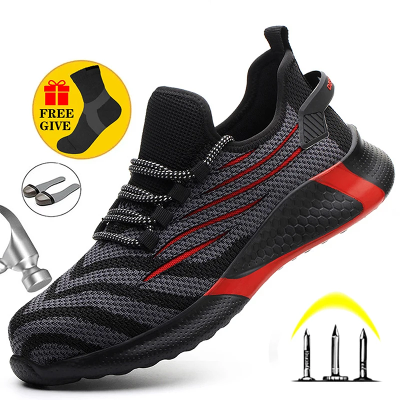 

2021MJYTHF Safety Shoes Men Puncture-Proof Work Sneakers Men Steel Toe Shoes Work Boots Indestructible Safety Boots Male Shoes