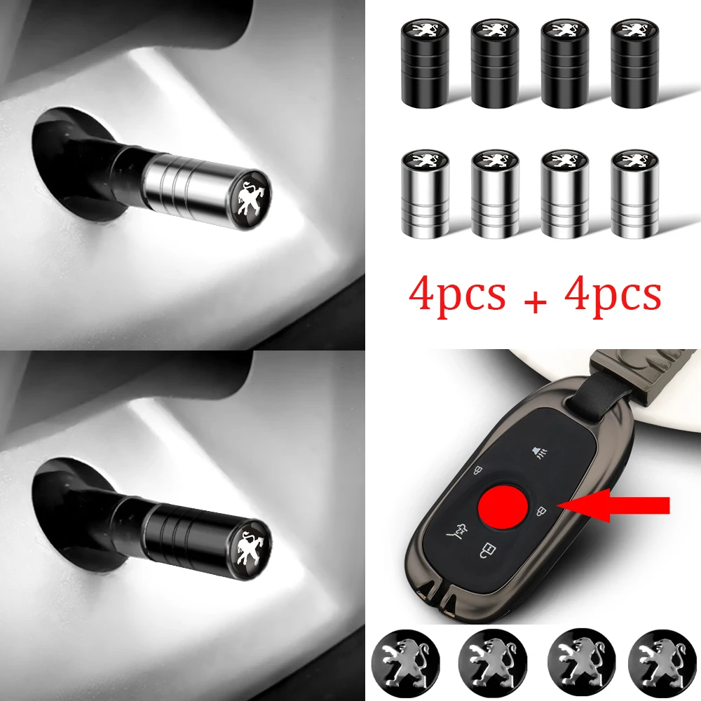 

4/8pcsCar Tire Valve Stems Cap Air Dustproof Cap Air Seal Protection For Peugeot 206 207 208 306 307 308 508 106 107 108 2008