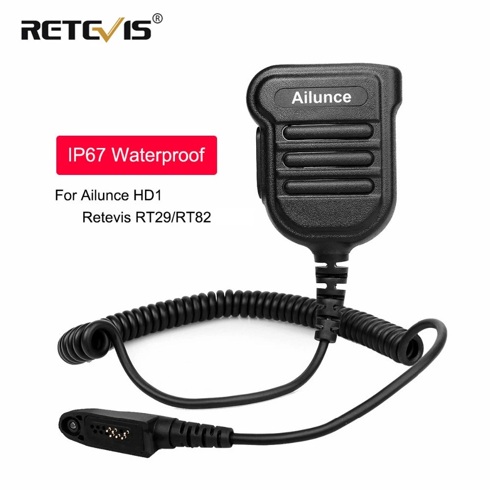 

New Upgraded IP67 Waterproof PTT Speaker Microphone For Ailunce HD1 Retevis RT29/RT82/RT83/RT648/RT647 Walkie Talkie J9131G