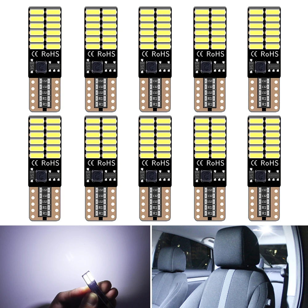 10 шт. Canbus T10 светодиодный лампы W5W 168 194 без ошибки 4014SMD белый 12V пластины огней