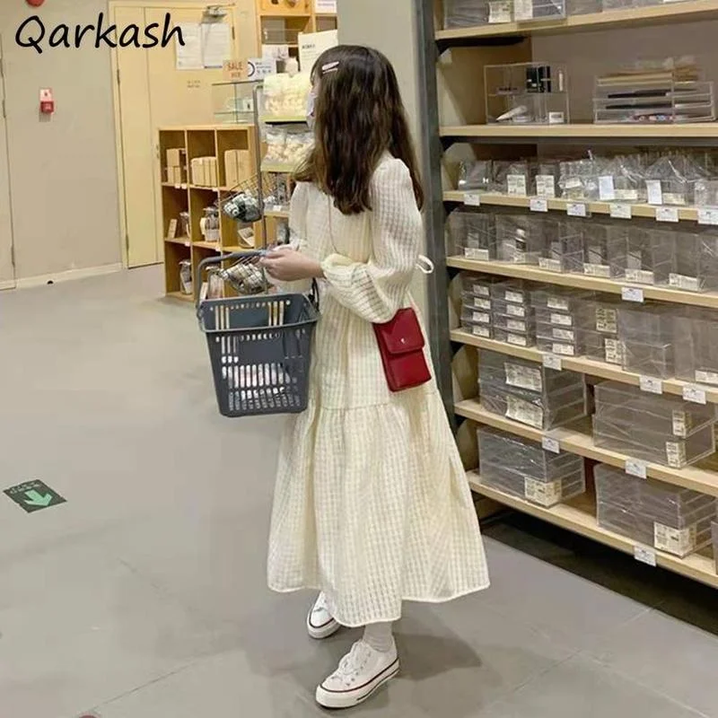 

Платья Женские однотонные, модная уличная одежда Ulzzang, мягкие базовые женские платья, праздничные, простые и подходящие ко всему милые ретро...