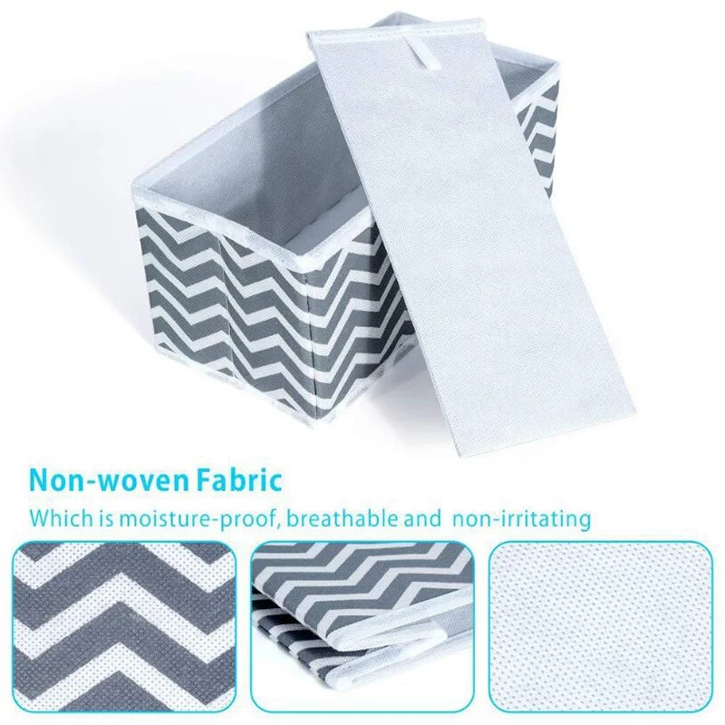 

6 PCS Foldable and Eco-Friendly Storage Boxes Underwear Divider Closet Organizer Interior for Ties Socks Shorts Bra