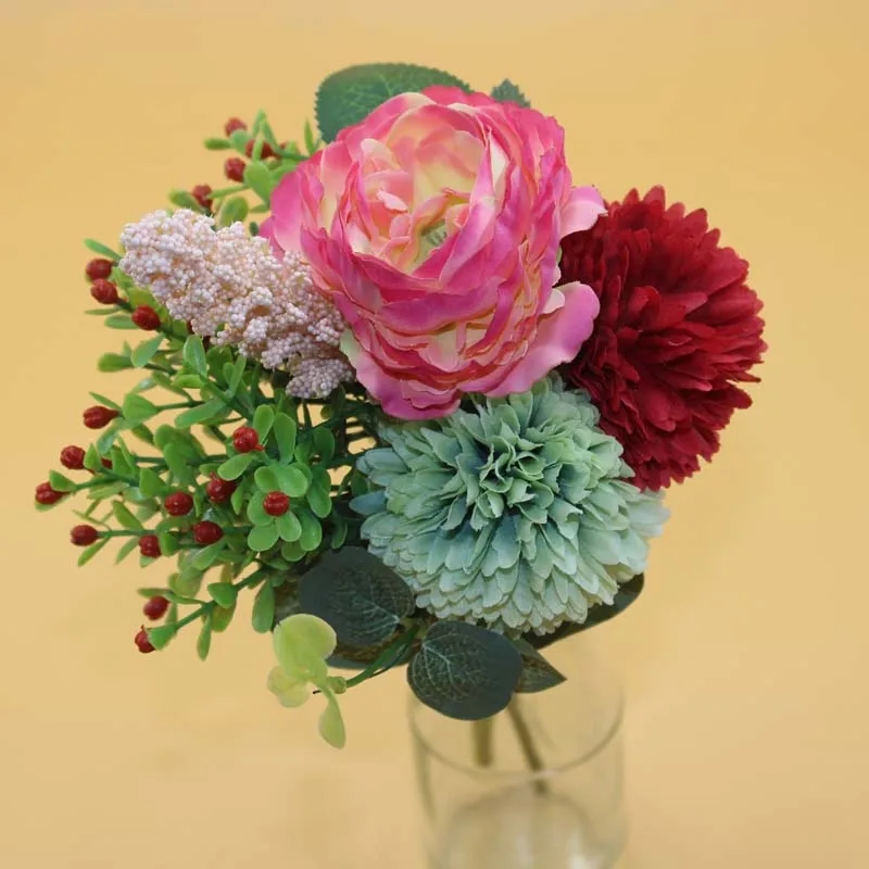 1 букет из 7 видов искусственных пионов Гортензия Шелковый искусственный цветок