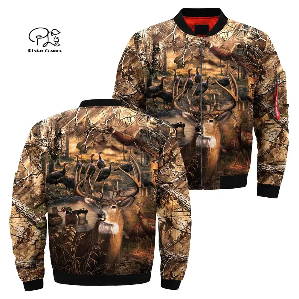 Новейшая модель Курточка бомбер 3D Лесной олень зима толстые куртки с застёжкой