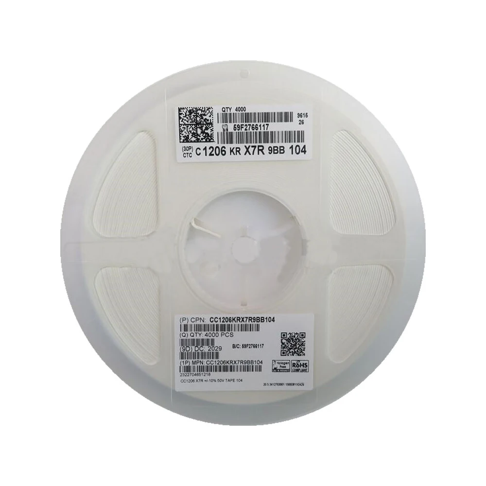 

1 катушка 4000 шт. 1206 50 в SMD толстая пленка чип hjxrhgal многослойный керамический конденсатор 100 пФ-2,2 мкФ Ф 10 нФ 4,7 НФ 1 мкФ Ф мкФ 10 мкФ Ф 1 пФ