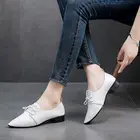 Новинка весна-осень 2020, женские туфли на шнуровке, Корейская версия одинарных туфель, женская обувь с острым носком