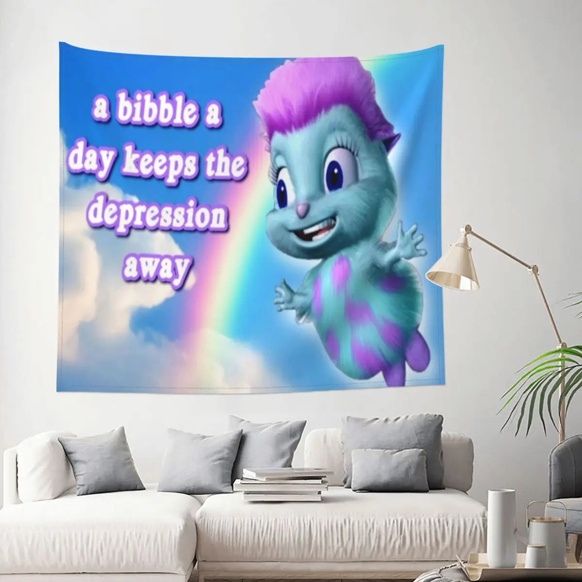 

A Bibble A Days Keeps The Depression Away Tapestry Meme Decoration Wall Room Home Decor Hanging Bedroom Kawaii Aesthetic Gift