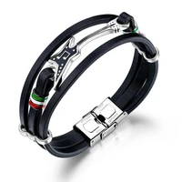 mens bracelets leather braided wristband punk guitar bracelets bangle wholesale bulk charm bracelet boyfriend father gift