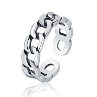 punk metal geometric round twist chain ring silver open ring ladies fashion finger accessories buckle joint tail ring jewelry