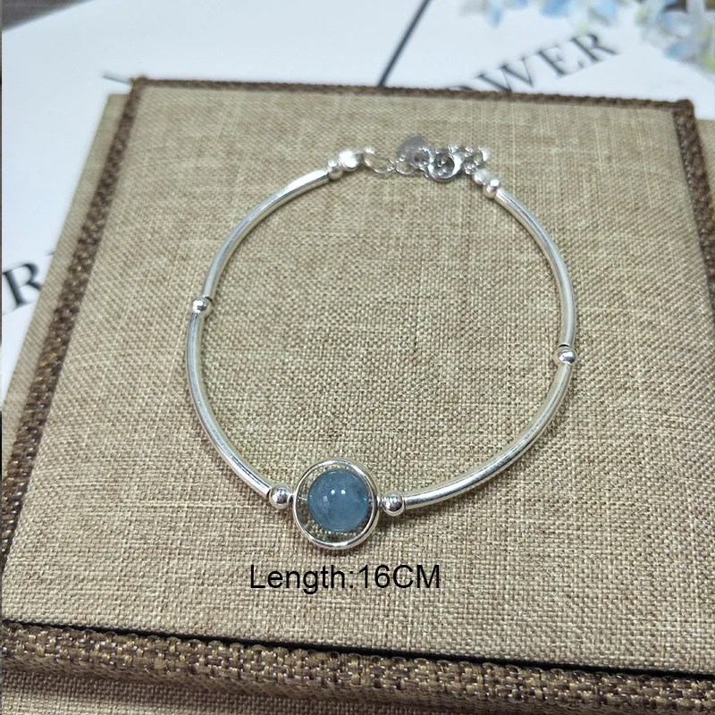 Натуральный камень 925 стерлингового серебра браслеты для женщин Кристалл ручной