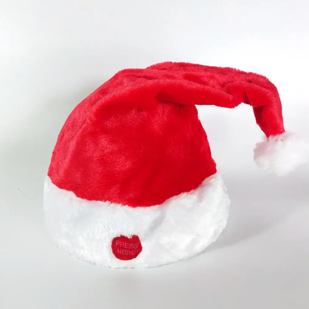 

Christmas Singing Electric Hat Plastic Top Grade Gold Velvet PP Cotton Filling Santa Hats Ornaments Props for Children Adult