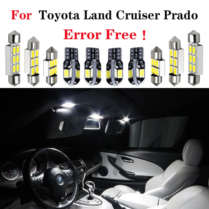 Fits For Toyota Land Cruiser Prado 1998-2001 2002 14PCs CANbus Error Free White Led Interior Light Kit Package Replace Bulbs | Автомобили