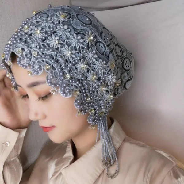 Мусульманские женщины шарф кружева девушка мгновенный шляпа внутренние хиджабы - Цвет: D
