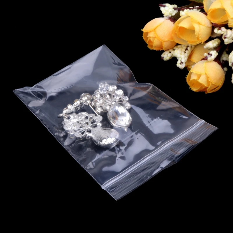 

K3ND 100pcs Resealable Plastic Seal Zip Lock Bags Transparent Clear Poly Bag 7cmx10cm