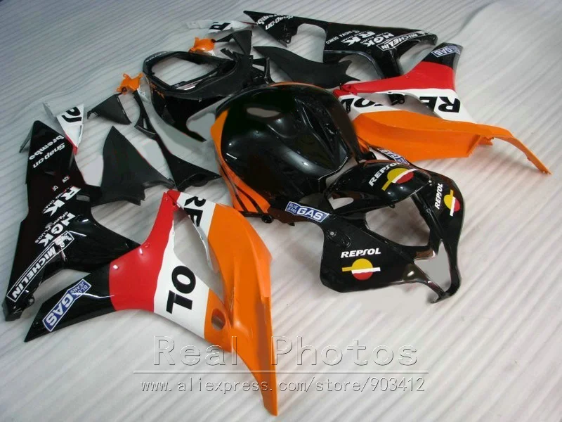 100% подходит для обновления обтекателей Honda CBR600RR 2007 2008 оранжевый черный комплект 07