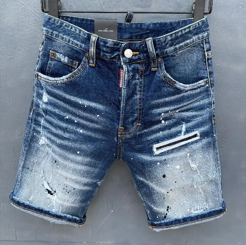 

Лето 2022, Dsquared2, джинсовые шорты, итальянские мужские джинсовые бриджи с голубым рисунком, D9130
