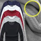 Мужская теплая футболка с длинным рукавом, с V-образным вырезом