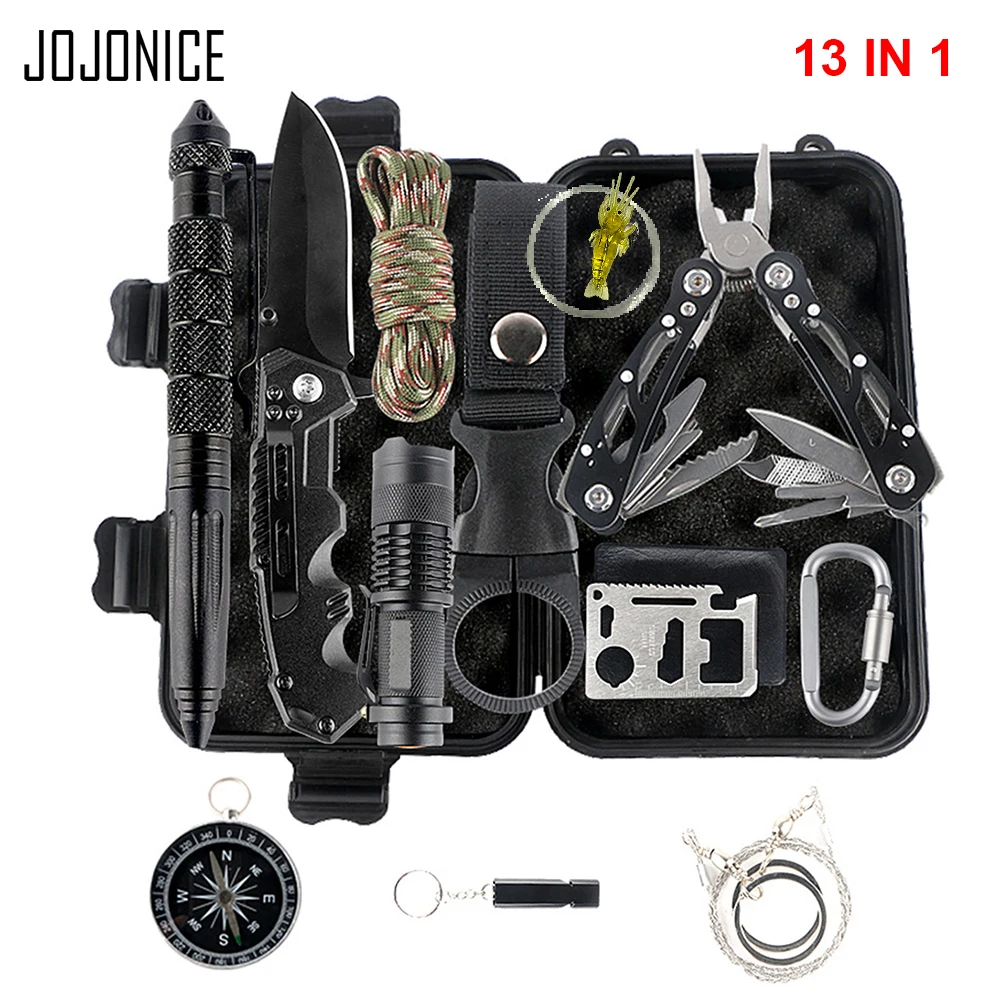 

13 In 1 Camping Survival Kit Set Military Outdoor Travel Mini Camping Tools Aid Kit Emergency Multifunct Survive Wristband Knife