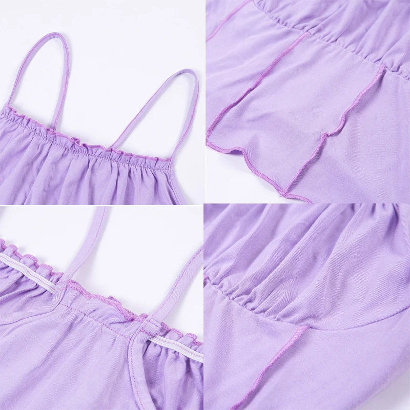 

Summer Women's Purple Vest Fashion Sleeveless Strapless Solid Color Ruffle Top Pullover Ladies Vest Casual Ladies Sleeveless