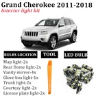 Комплект светильник Рей 15x светодиодная интерьерная с Canbus для 2011 2012 2013 Jeep Grand Cherokee WK2 2014-2018, аксессуары для карт, купольный фонарь для багажника