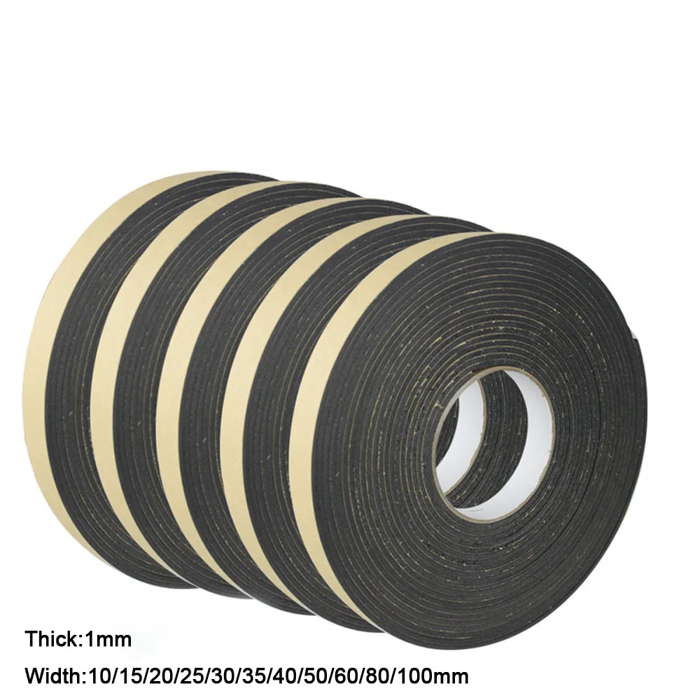 

10M Rubber Self Adhesive Sponge Seal Strip Thick 1mm Width 10-100mm EVA Black Foam Anti-collision Seal Gasket