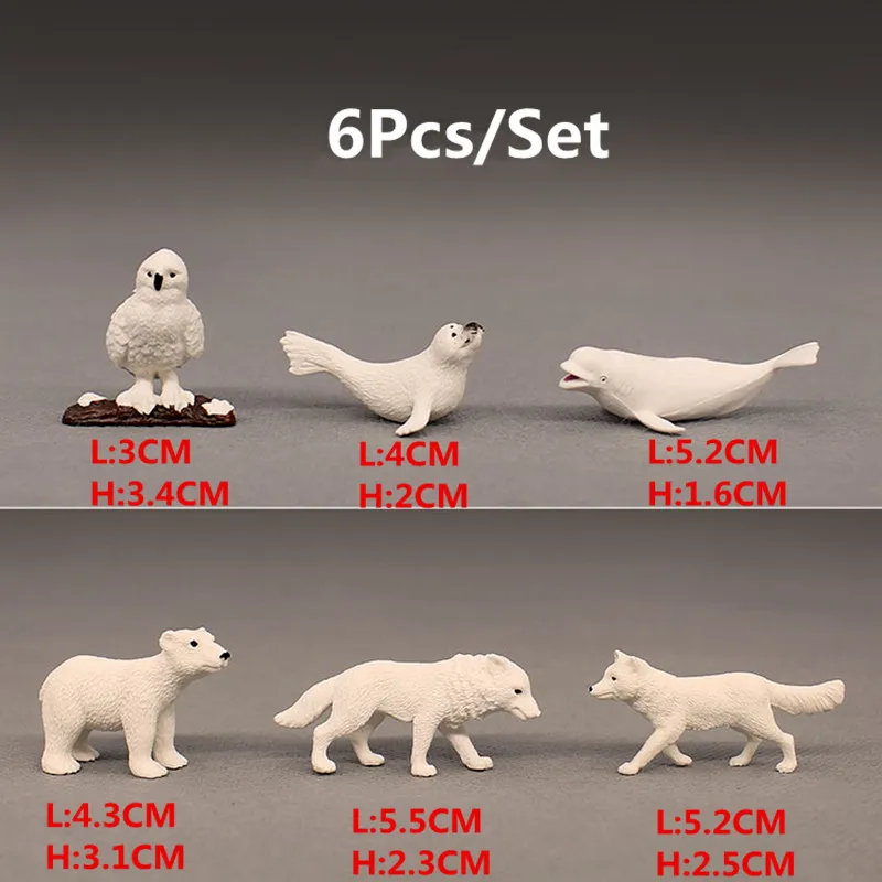 

6Pcs/Set Polar Animal Model Sand Table Toys Doll Model Set Gifts
