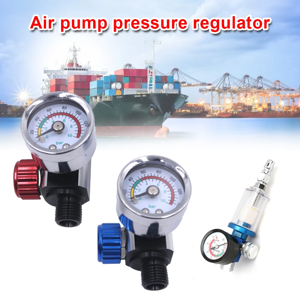 

1/4' Air Pressure Regulator Spray Paint Gun Air Pressure Gauge Pneumatic Tool G1/4' Thread Port Air Regulator 0-10BAR 0-140PSI
