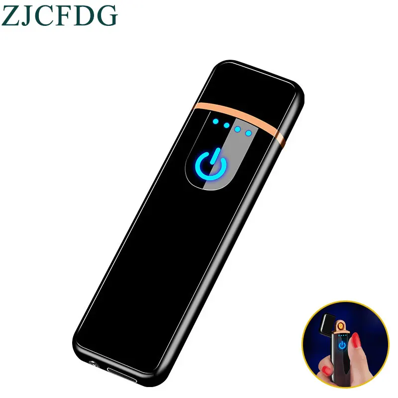 Новинка тонкая Usb зарядка зажигалка с сенсорным экраном электронные зажигалки