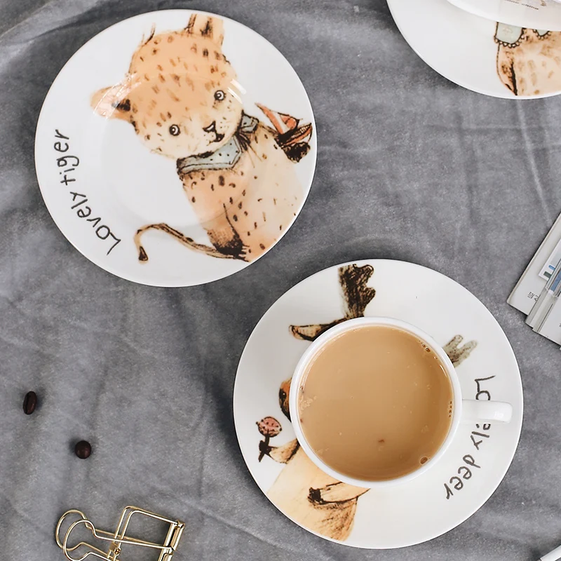 Cute Creative Cup Nordic White Cartoon British Bone China High Quality Spoon Filizanki Do Kawy Coffee E6 | Дом и сад