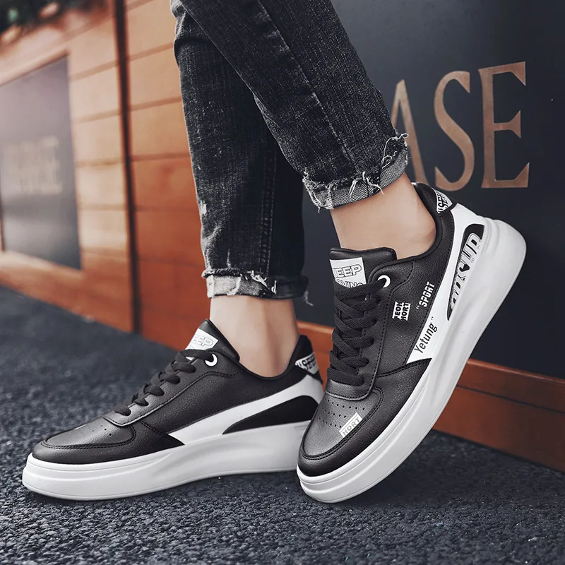 Повседневные белые кроссовки для мужчин Новинка 2019 года сезон осень кожаная