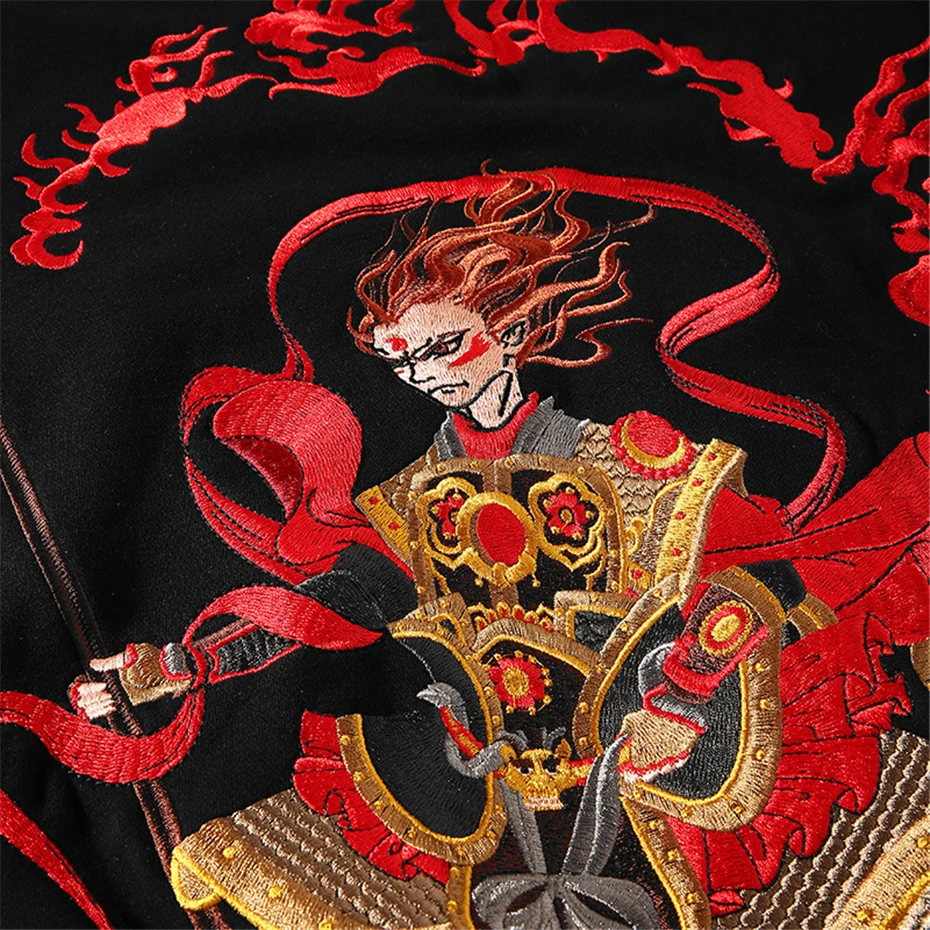 Персонаж Nezha худи с вышивкой уличная Толстовка для мужчин Harajuku Хип Хоп Толстовка с вышивкой Msle плюс размер 5XL HZ219