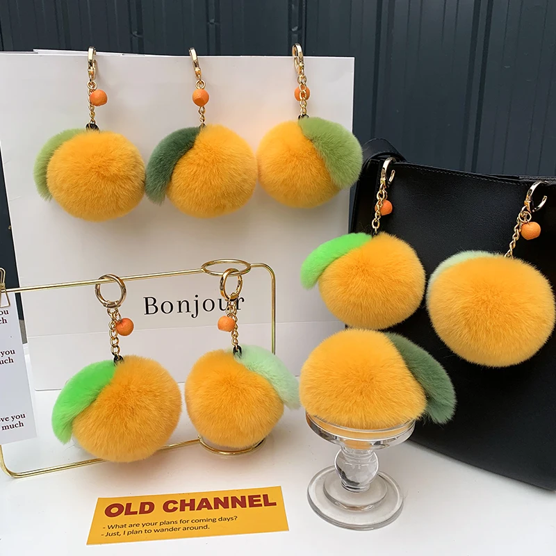 Пушистый брелок из меха кролика рекс милый плюшевый мандарин женская игрушка для